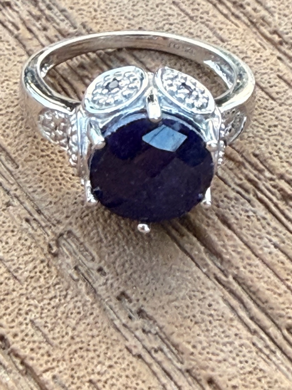 AAA 3.12 CTW Blue Sapphire Diamond 14K White Gold Over Silver Ring Size 7 - Picture 3 of 11